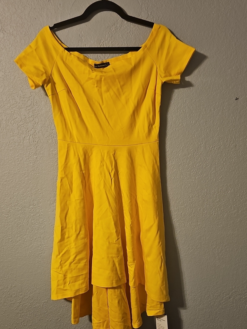 Off-Shoulder High-Low Dress in Vibrant Yellow
